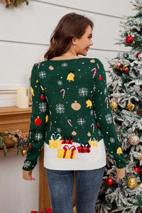 Pullover mit Rundhals und Weihnachtsmann-Motiv, Strickpullover