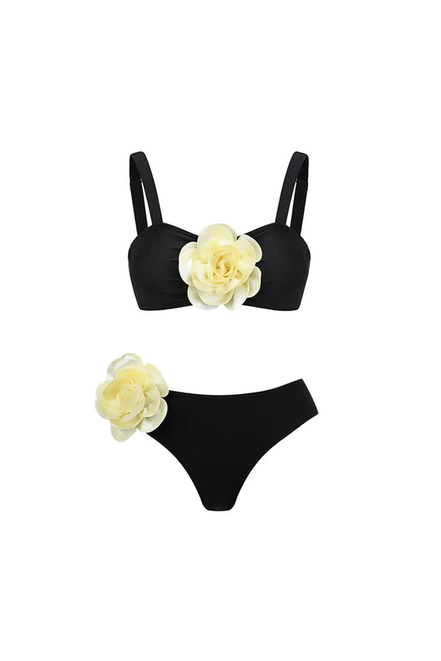 Neckholder 3D Blumenmuster Bikini-Set