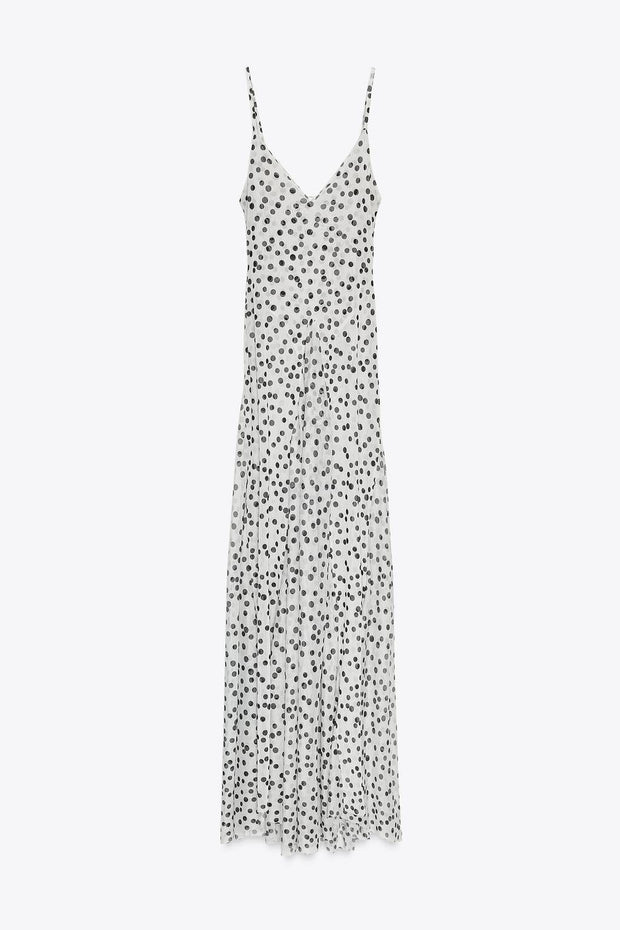 Glenn V-Ausschnitt Maxikleid mit Punktmuster