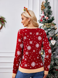 Lässiger, bestickter Pullover mit Rundhals – Weihnachtsmann und Pinguin