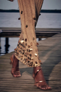 Dolly Gold Strick Maxi-Kleid im modernen Stil