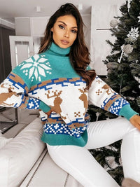 Pullover aus Strick mit gesticktem Rentier- und Schneeflockenmuster
