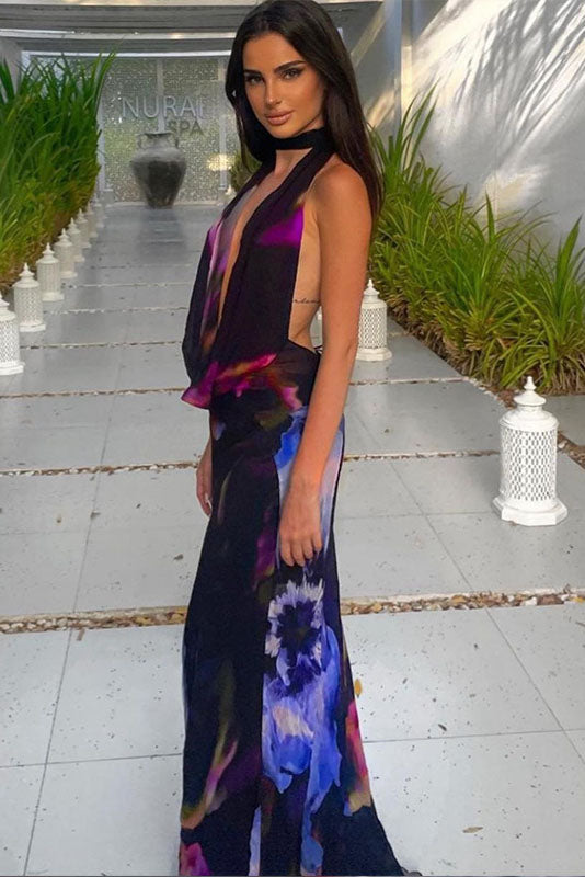 Französisches Ditsy-Blumen A-Linien-Kleid im modernen Stil