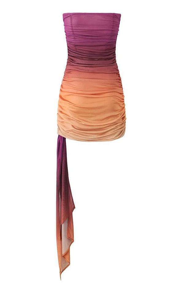Gradient Traum Trägerloses Netzstoff figurbetont Kleid