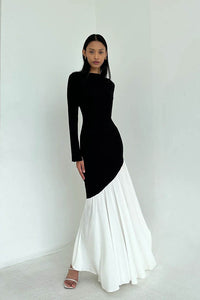 Modisches Farbblock-Midikleid mit tailliertem figurbetont-Schnitt