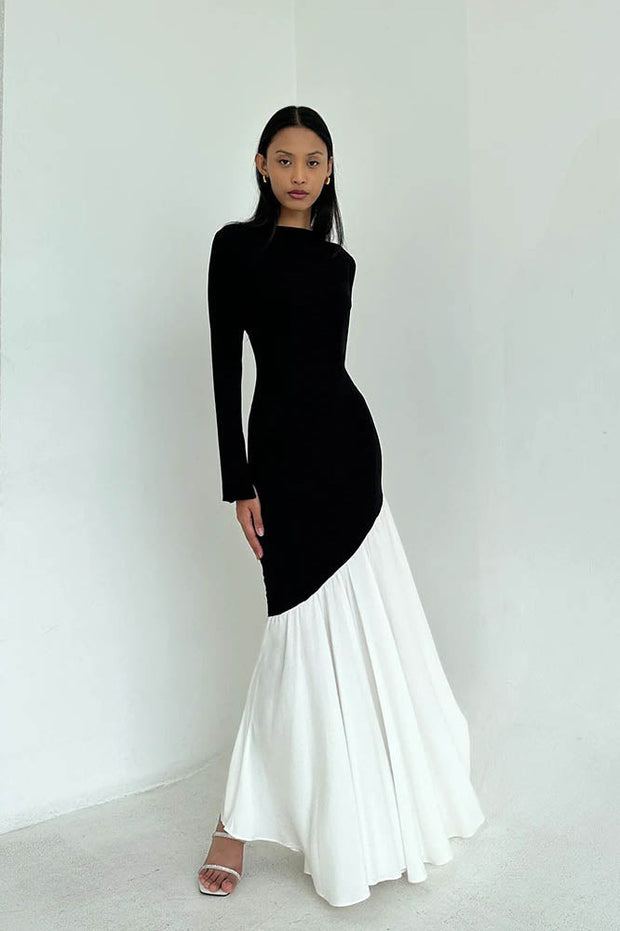 Modisches Farbblock-Midikleid mit tailliertem figurbetont-Schnitt