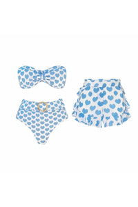 Bikini-Set mit frischen Shorts und Herz-Muster