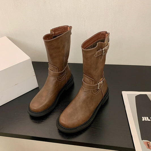 Halbhohe Westernstiefel für Damen mit Schnallen - Miriam