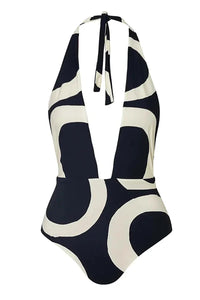 Farbblock Neckholder Badeanzug mit hohem Bund