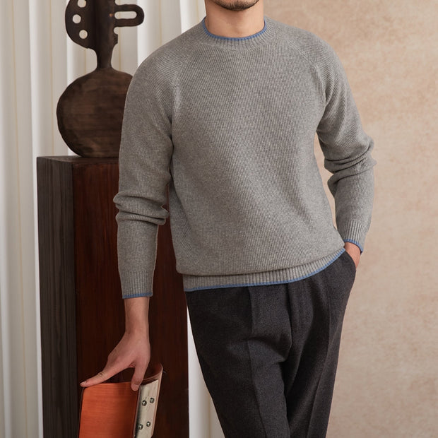 Pullover aus Wolle mit strukturierter Oberfläche und Kontrastdetails