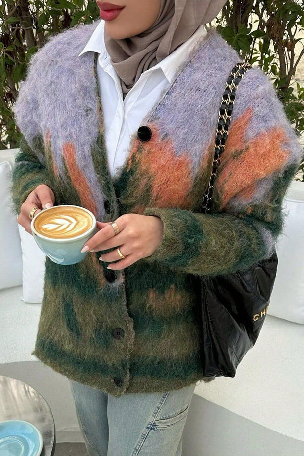 Kunstinspirierte Cardigan aus Strick