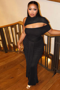 Formelles Kleid mit hohem, transparentem Kragen