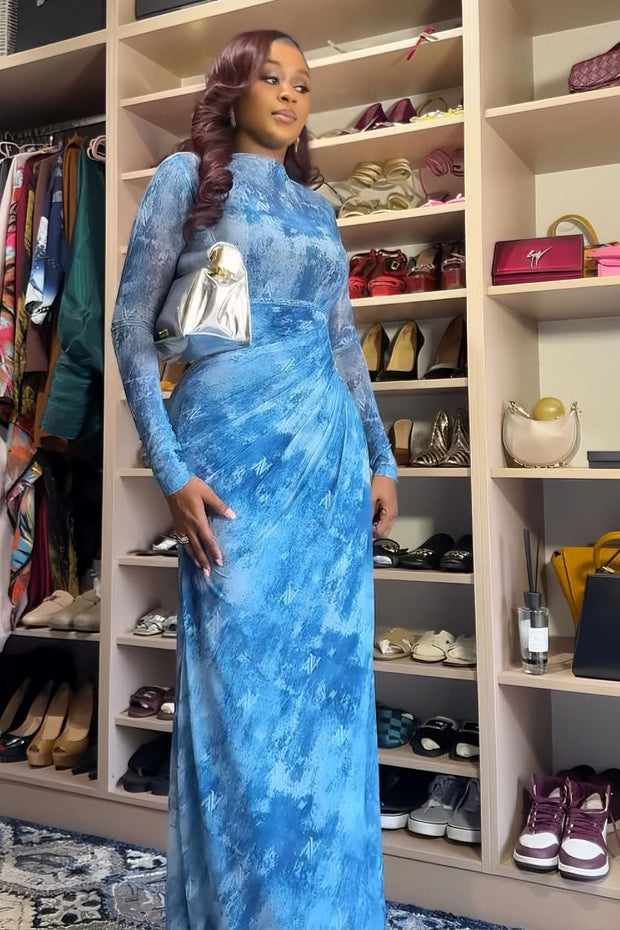 Arctic Dye Luxus Langes Kleid