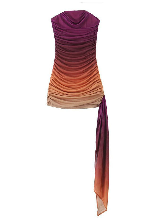 Gradient Traum Trägerloses Netzstoff figurbetont Kleid