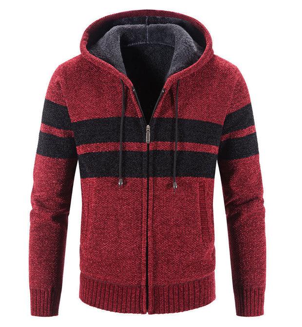 Herrenstrickjacke mit Kapuze und Thermofutter - Tobias