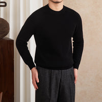 Pullover aus Wollmischung mit Rippstruktur und langen Ärmeln