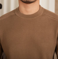 Pullover aus Wollmischung mit Rippstruktur und langen Ärmeln