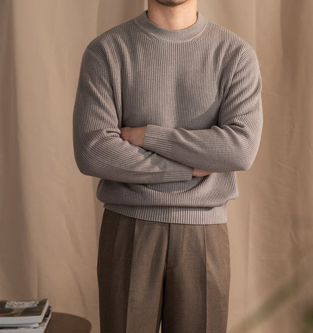 Pullover aus Wollmischung mit Rippstruktur