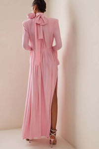 Luxuriöses Vintage Langes Kleid mit Cut-Out, tiefem V-Ausschnitt, Neckholder und 3D-Blumenmuster