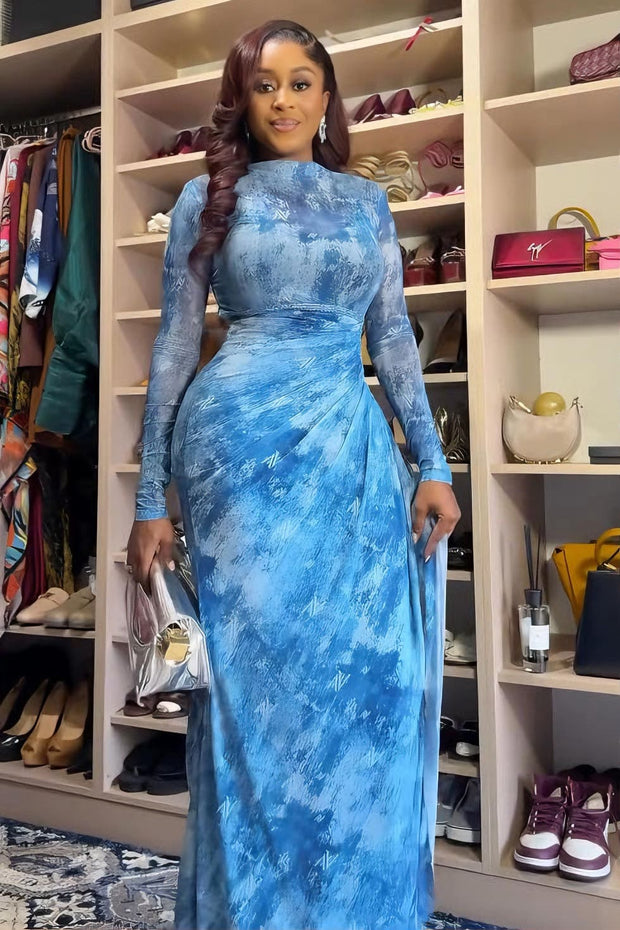 Arctic Dye Luxus Langes Kleid