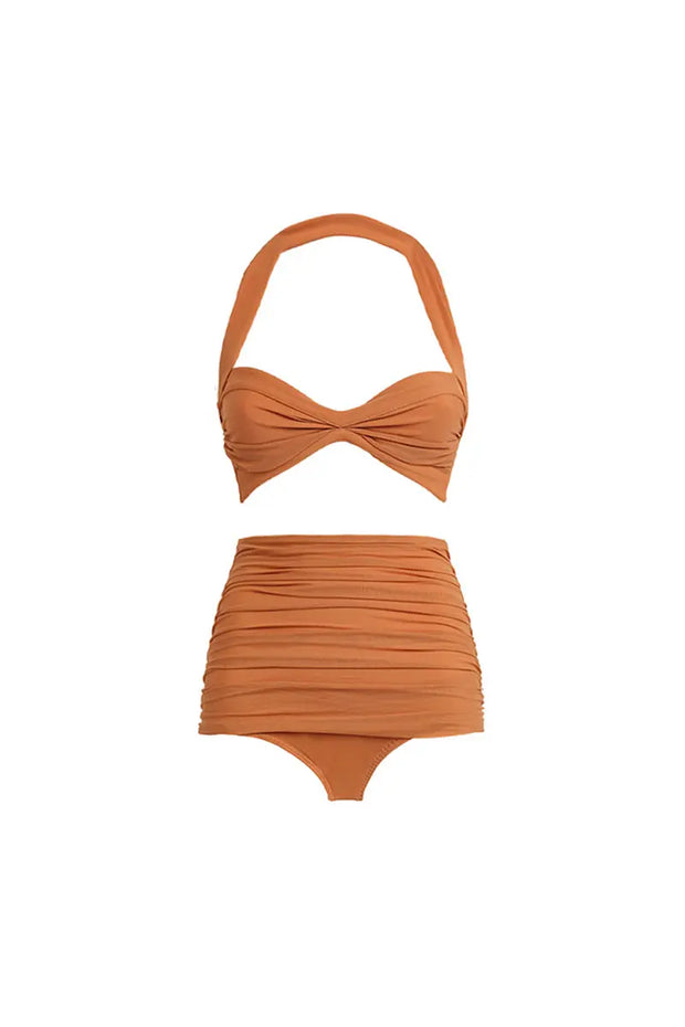 Träger Netzflecht Vintage Bikini-Set im modernen Stil