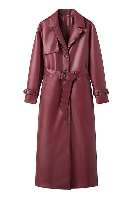 Lederjacke im City-Chic mit Taillengürtel im modernen Stil