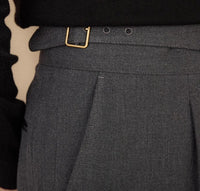 Hose aus Wollmischung mit Gurkha-Bund und geradem Schnitt