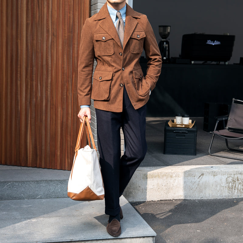 Jacke aus Cord mit Safari-Details