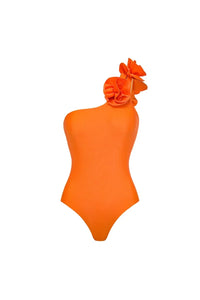 3D Blumen Glänzendes Einteiler-Badeanzug-Set im modernen Stil