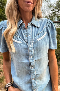 The Booker Western Hemd mit Knöpfen (Blau) im modernen Stil