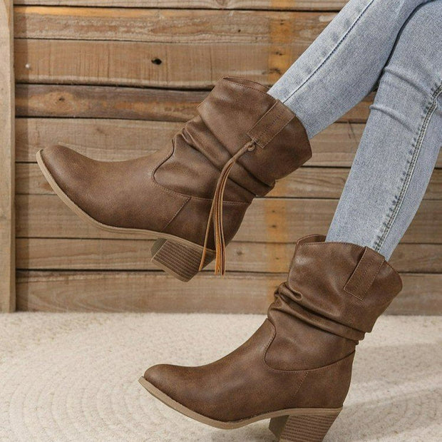 Vintage Western Cowboy Stiefeletten mit Quasten im modernen Stil