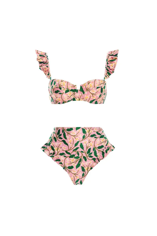 Mini Rüschen Blumen Bikini-Set im modernen Stil