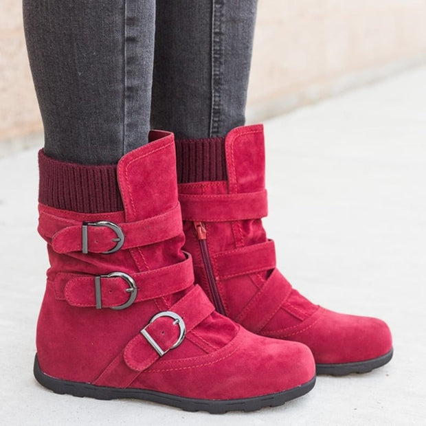Freizeitstiefel für Damen mit Schnallen und Wildlederdetails - Amelie