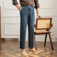 Hose aus Denim mit einzelner Bundfalte