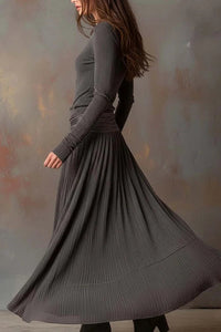 Retro graues, geripptes, stretchiges Slim-Fit-Set im modernen Stil