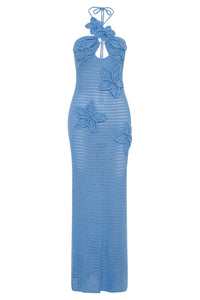 Beverly – Gehäkeltes Langes Kleid mit Blumenapplikation
