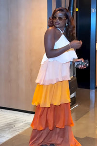 Ombre gestuftes Maxikleid mit Neckholder