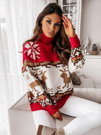 Pullover aus Strick mit gesticktem Rentier- und Schneeflockenmuster