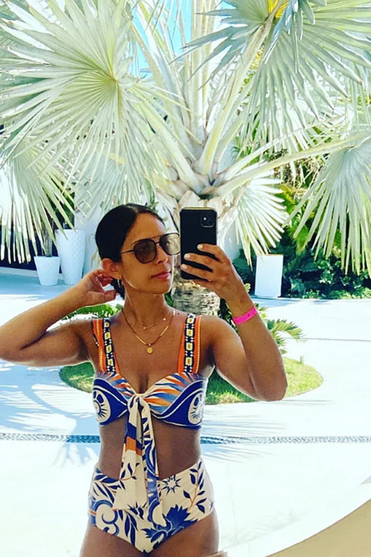 Boho-Muster Bikini-Set mit Bindebändern