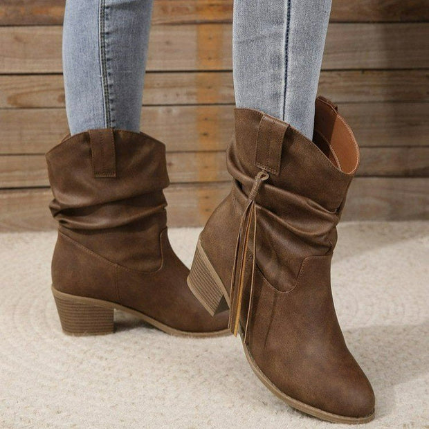 Vintage Western Cowboy Stiefeletten mit Quasten im modernen Stil