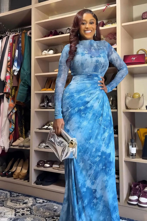 Arctic Dye Luxus Langes Kleid
