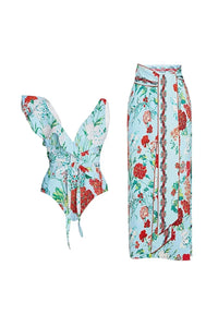 Bikini-Set im französischen Stil mit Spitzenbesatz und Bindebändern im modernen Stil