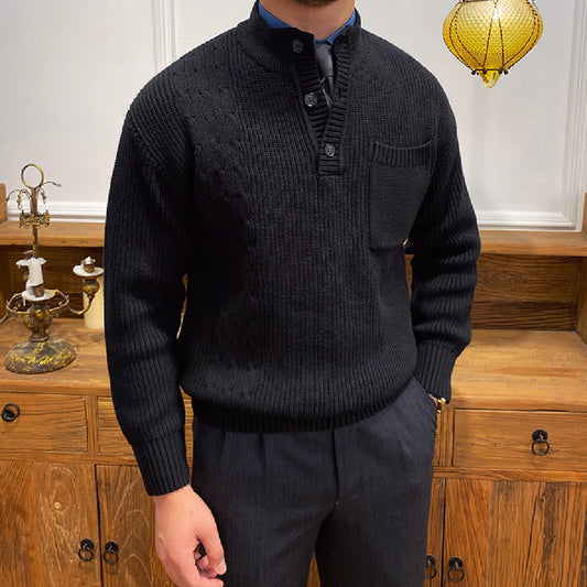 Pullover mit Zopfmuster und Rippstruktur