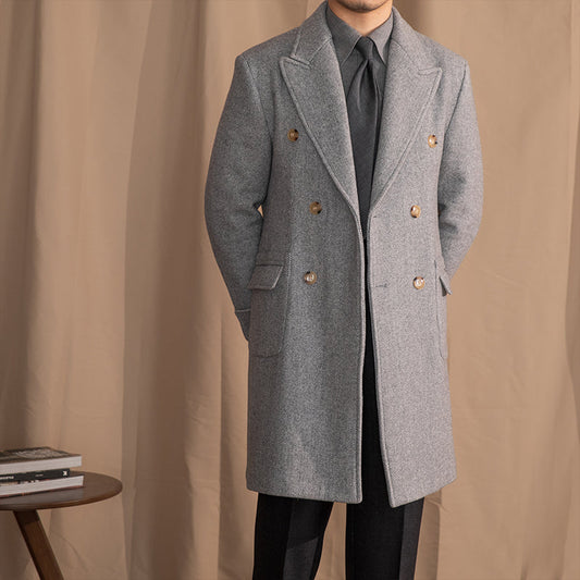 Polohemd aus Wollmischung mit Fischgrätmuster im Vintage-Stil