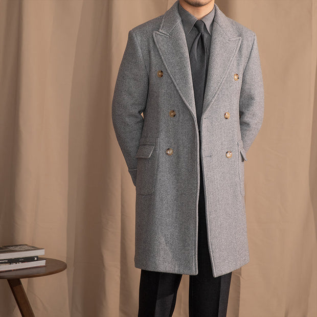 Polohemd aus Wollmischung mit Fischgrätmuster im Vintage-Stil