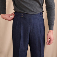 Hose aus Wollmischung mit Fischgrätmuster