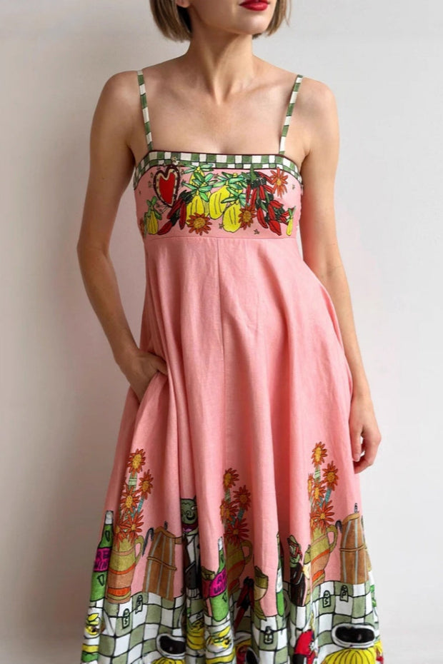 Leinenkleid mit Muster