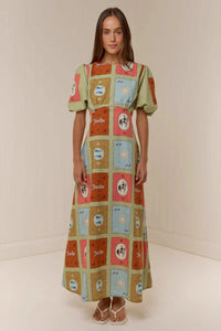 Leinen-Kleid mit Rundhals und Taillierung