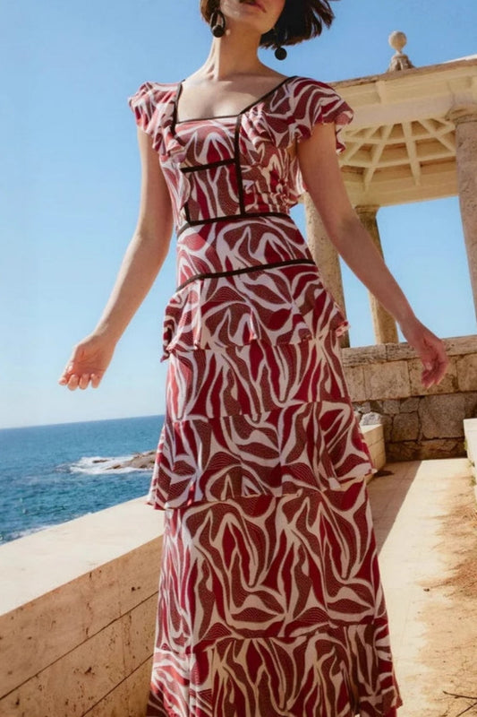 Kurzärmeliges Blumenkleid im modernen Stil