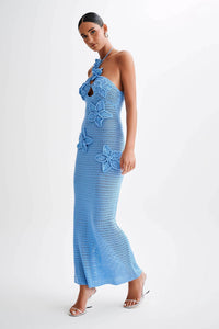 Beverly – Gehäkeltes Langes Kleid mit Blumenapplikation